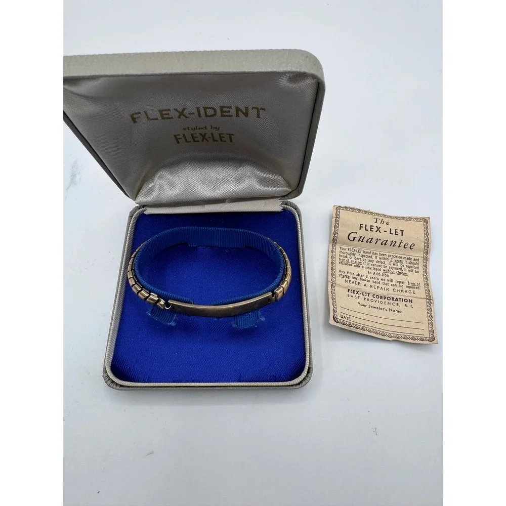 Vintage Flex-Let Flex-Ident 10KT Gold Filled ID Bracelet‎ Engraved Duane/Merle